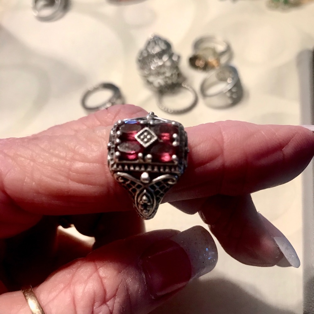 Garnet Antique Silver ring